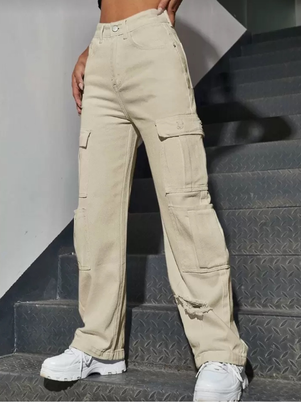 Cream Cargo Jeans